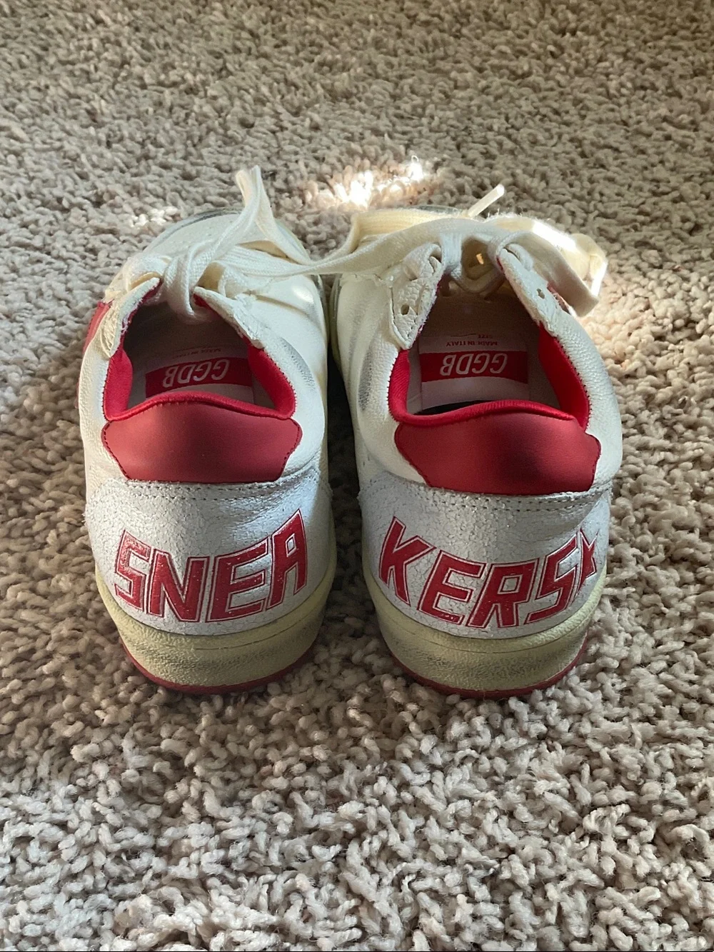 Golden Goose White Leather Sneakers with Red Star Accent